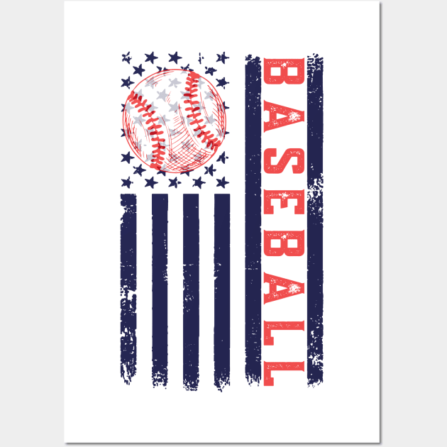 Baseball American Flag Wall Art by Etopix